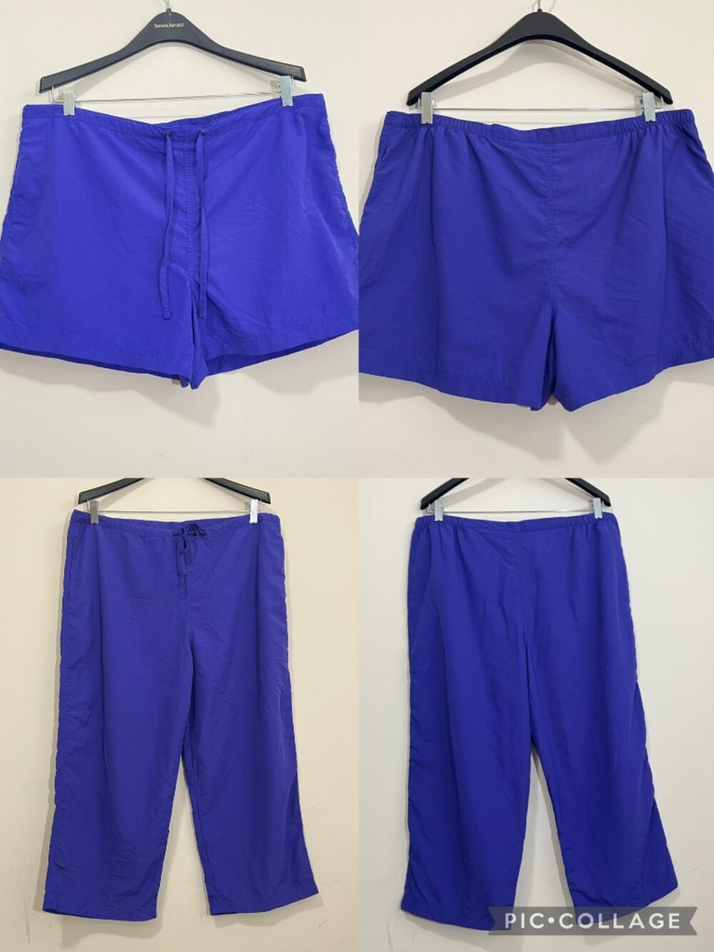 Bundle of 2 LL Bean Size XL Purple Nylon Cropped Pants & Shorts Quick Dry Travel